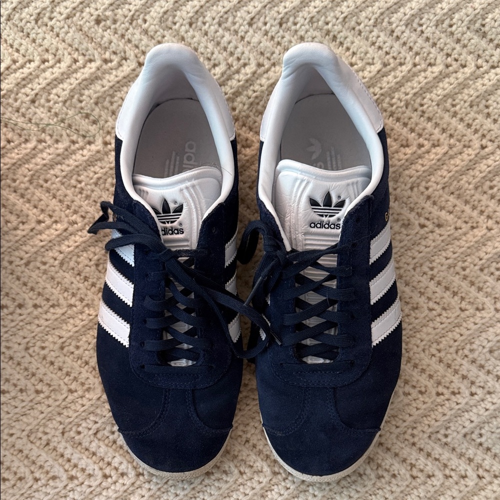 Adidas Dark Blue and White Classic Gazelle Sneakers
